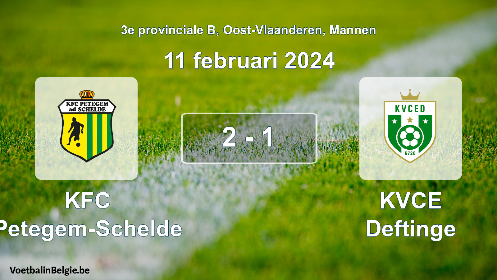 Gespeelde wedstrijd mannenvoetbal: KFC Petegem-Schelde - KVCE Deftinge 2 - 1 (11 februari 2024)