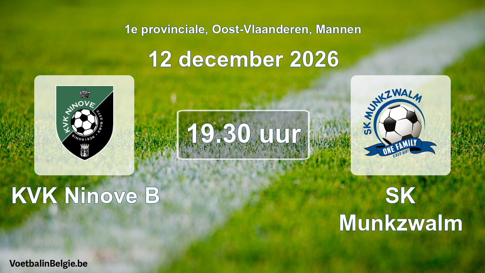 Geplande wedstrijd mannenvoetbal: KVK Ninove B - SK Munkzwalm (12 december 2026)