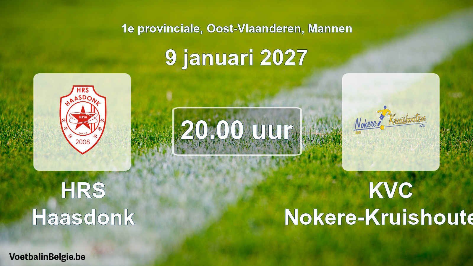 Geplande wedstrijd mannenvoetbal: HRS Haasdonk - KVC Nokere-Kruishoutem (9 januari 2027)