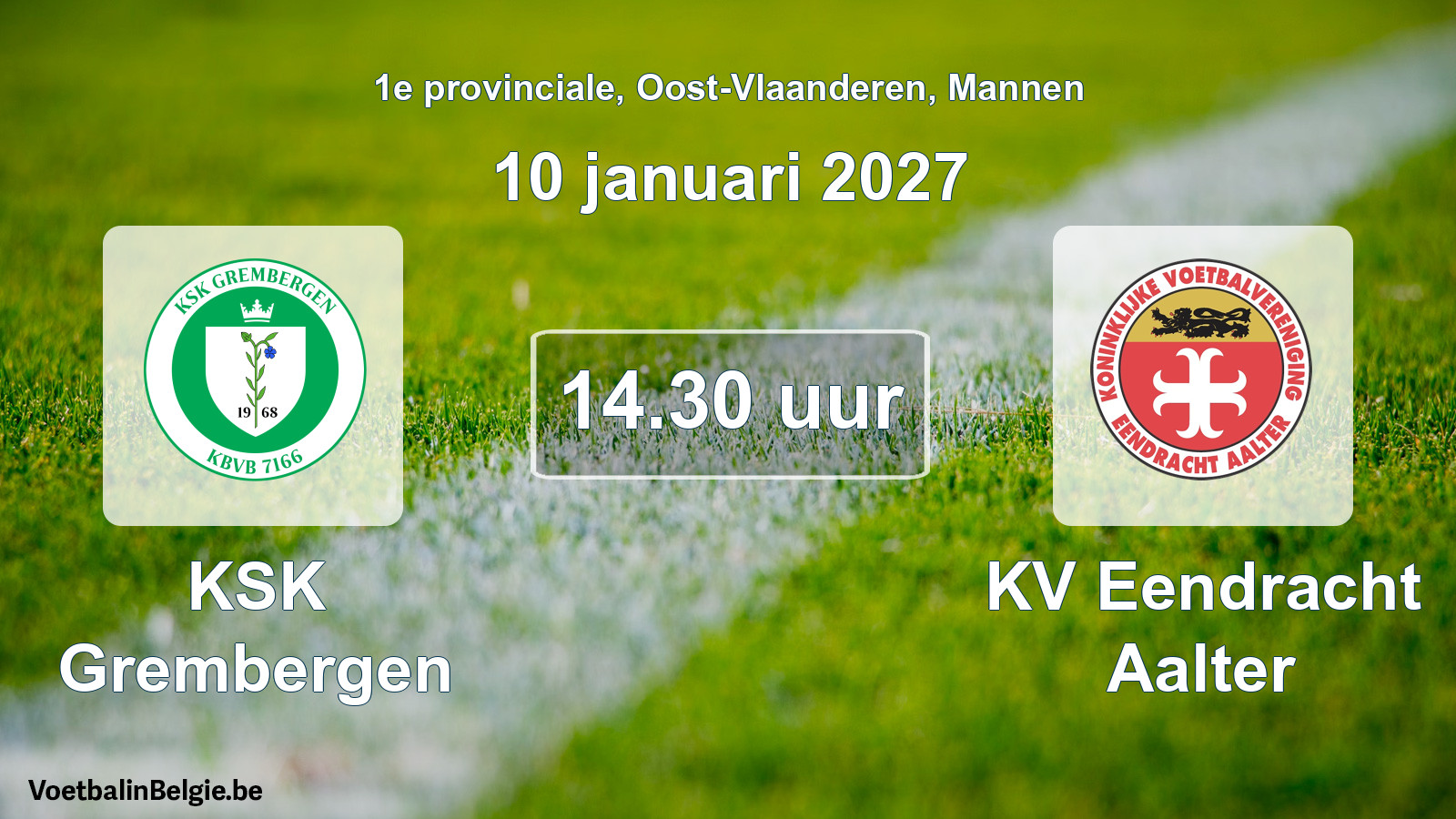 Geplande wedstrijd mannenvoetbal: KSK Grembergen - KV Eendracht Aalter (10 januari 2027)