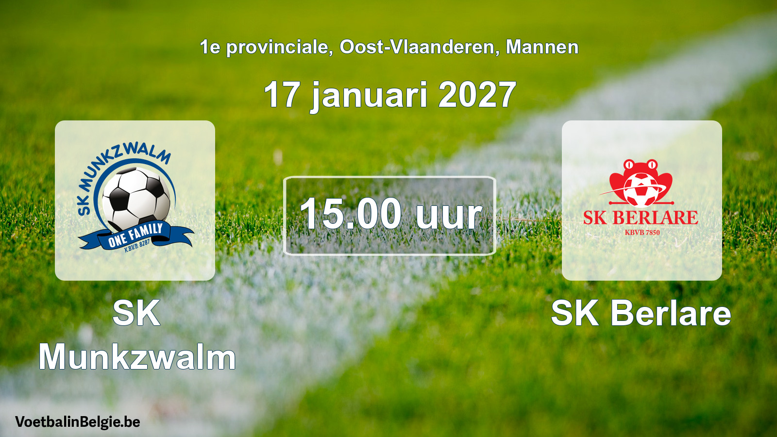 Geplantes Spiel männer-Fußball: SK Munkzwalm - SK Berlare (17 Januar 2027)