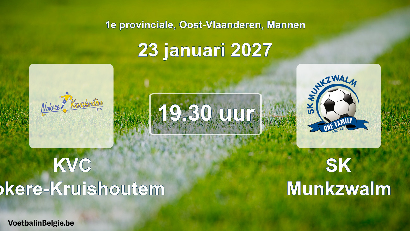 Geplande wedstrijd mannenvoetbal: KVC Nokere-Kruishoutem - SK Munkzwalm (23 januari 2027)