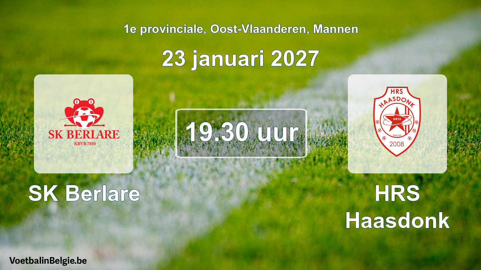 Geplande wedstrijd mannenvoetbal: SK Berlare - HRS Haasdonk (23 januari 2027)