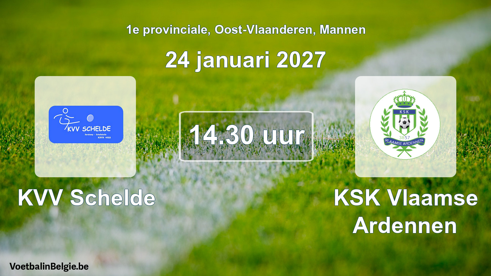 Geplande wedstrijd mannenvoetbal: KVV Schelde - KSK Vlaamse Ardennen (24 januari 2027)