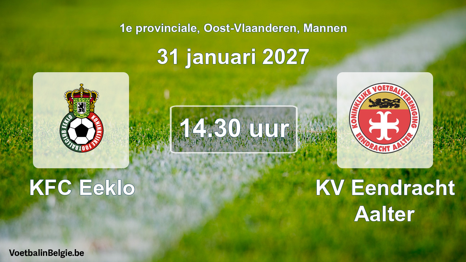Geplande wedstrijd mannenvoetbal: KFC Eeklo - KV Eendracht Aalter (31 januari 2027)
