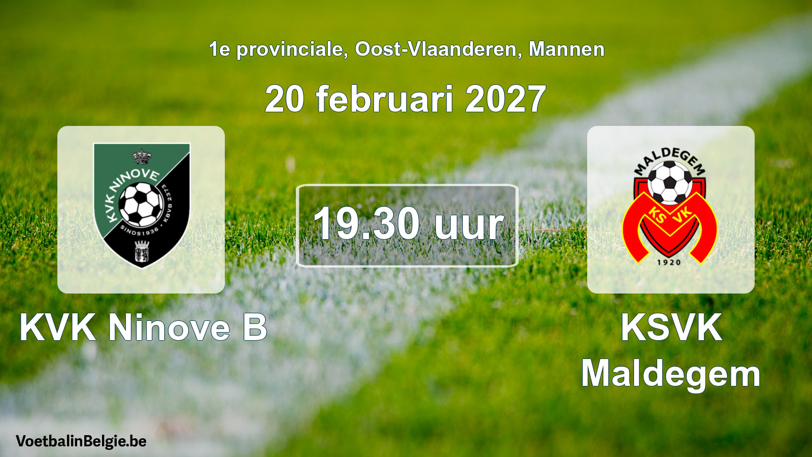 Geplande wedstrijd mannenvoetbal: KVK Ninove B - KSVK Maldegem (20 februari 2027)