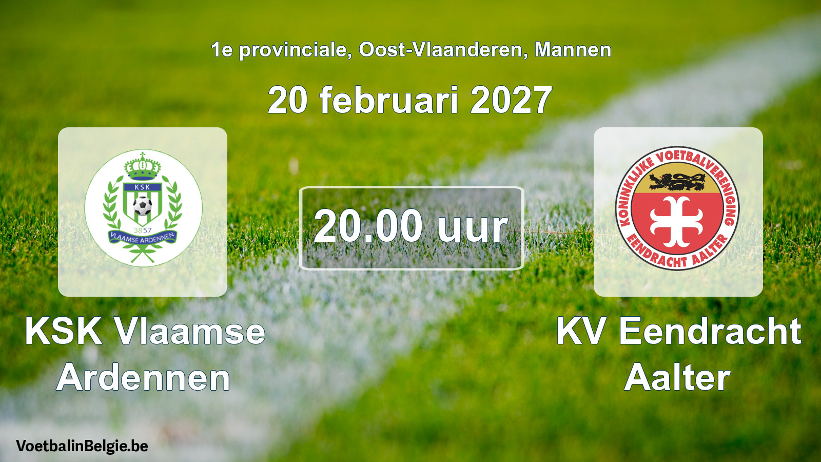 Geplande wedstrijd mannenvoetbal: KSK Vlaamse Ardennen - KV Eendracht Aalter (20 februari 2027)
