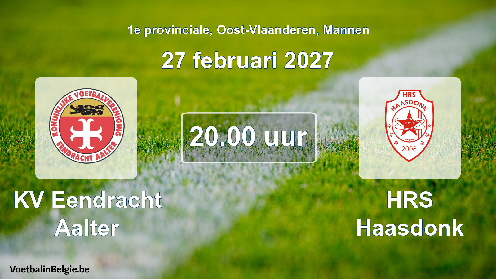 Geplande wedstrijd mannenvoetbal: KV Eendracht Aalter - HRS Haasdonk (27 februari 2027)