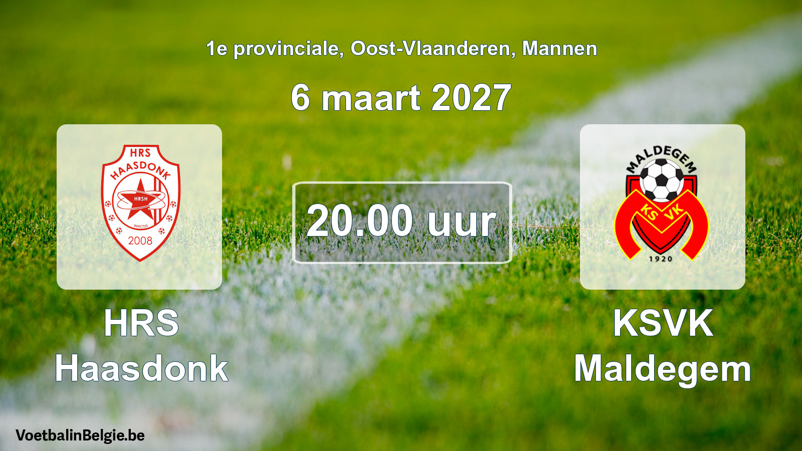 Geplande wedstrijd mannenvoetbal: HRS Haasdonk - KSVK Maldegem (6 maart 2027)
