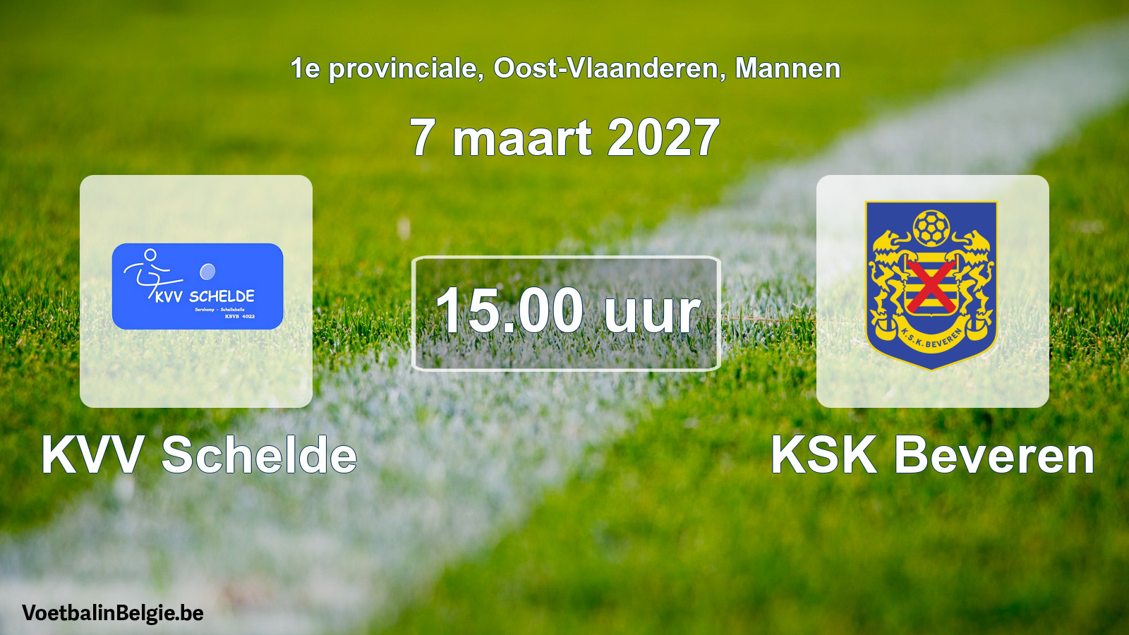 Geplande wedstrijd mannenvoetbal: KVV Schelde - KSK Beveren (7 maart 2027)