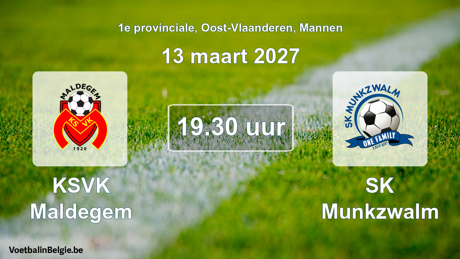 Geplande wedstrijd mannenvoetbal: KSVK Maldegem - SK Munkzwalm (13 maart 2027)