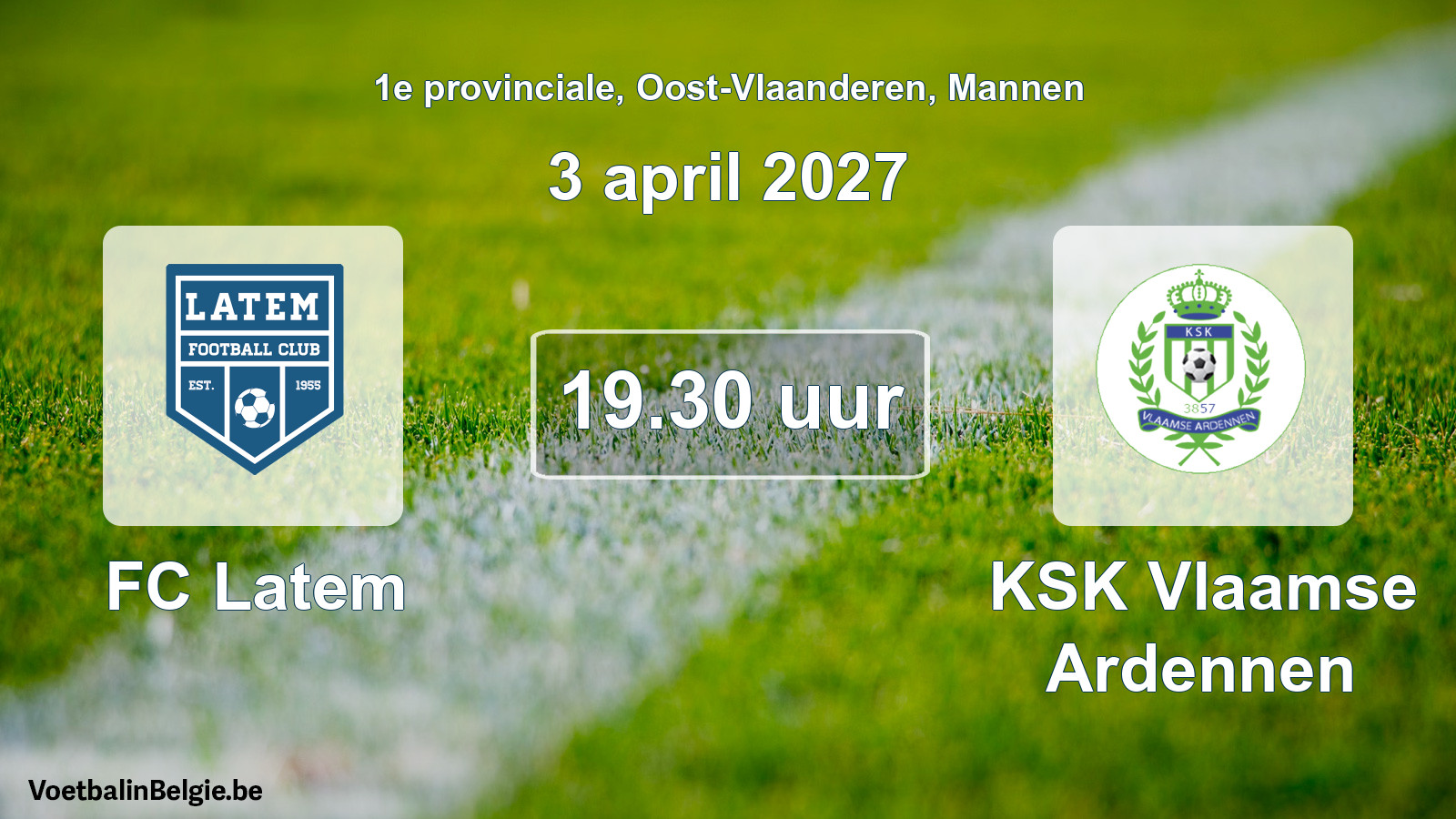 Geplande wedstrijd mannenvoetbal: FC Latem - KSK Vlaamse Ardennen (3 april 2027)