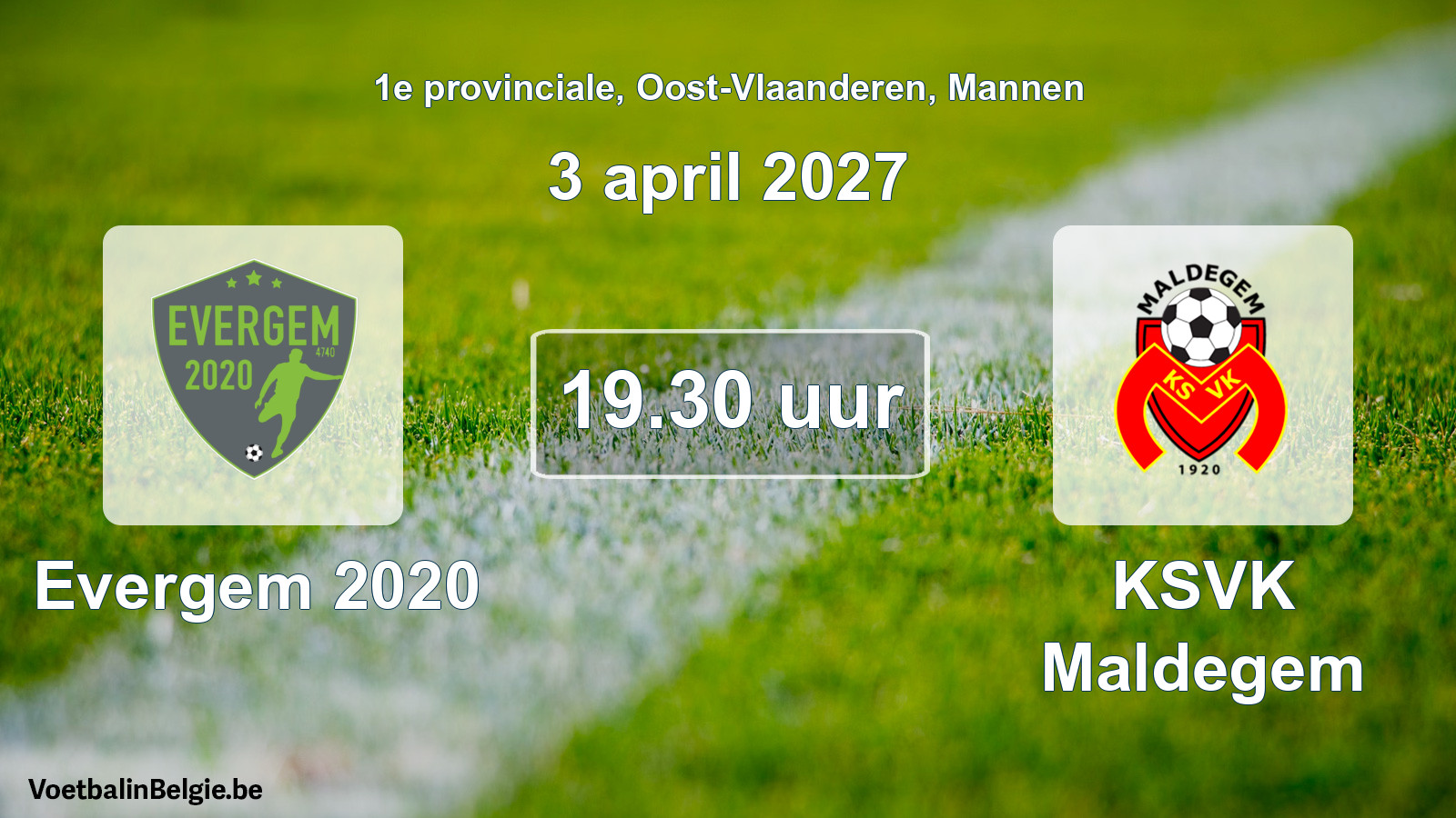 Geplande wedstrijd mannenvoetbal: Evergem 2020 - KSVK Maldegem (3 april 2027)
