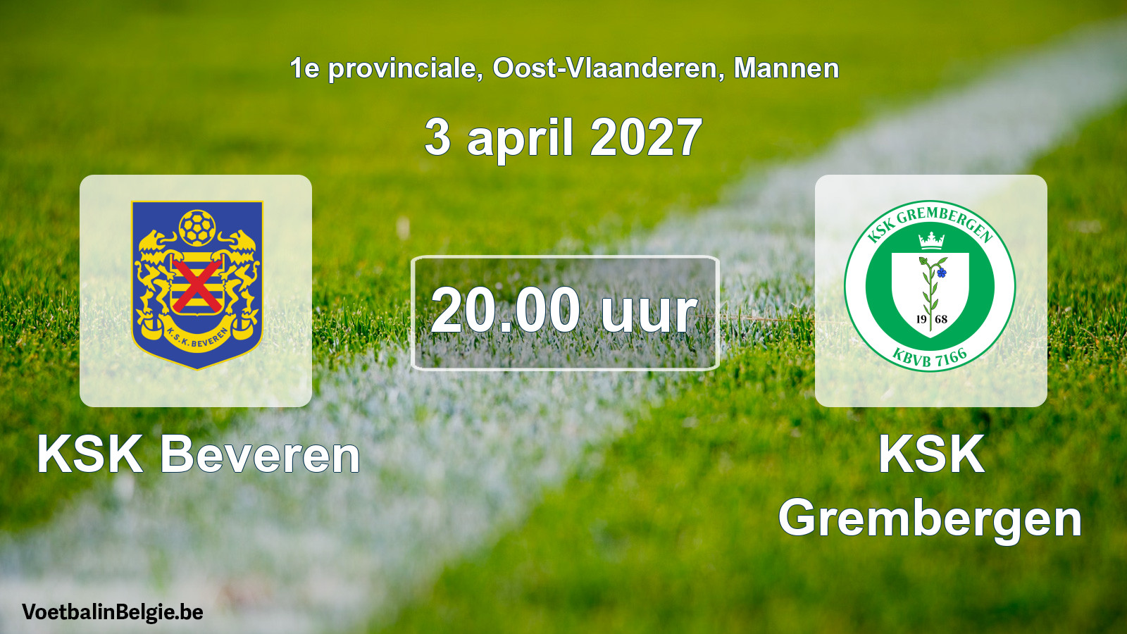 Geplande wedstrijd mannenvoetbal: KSK Beveren - KSK Grembergen (3 april 2027)