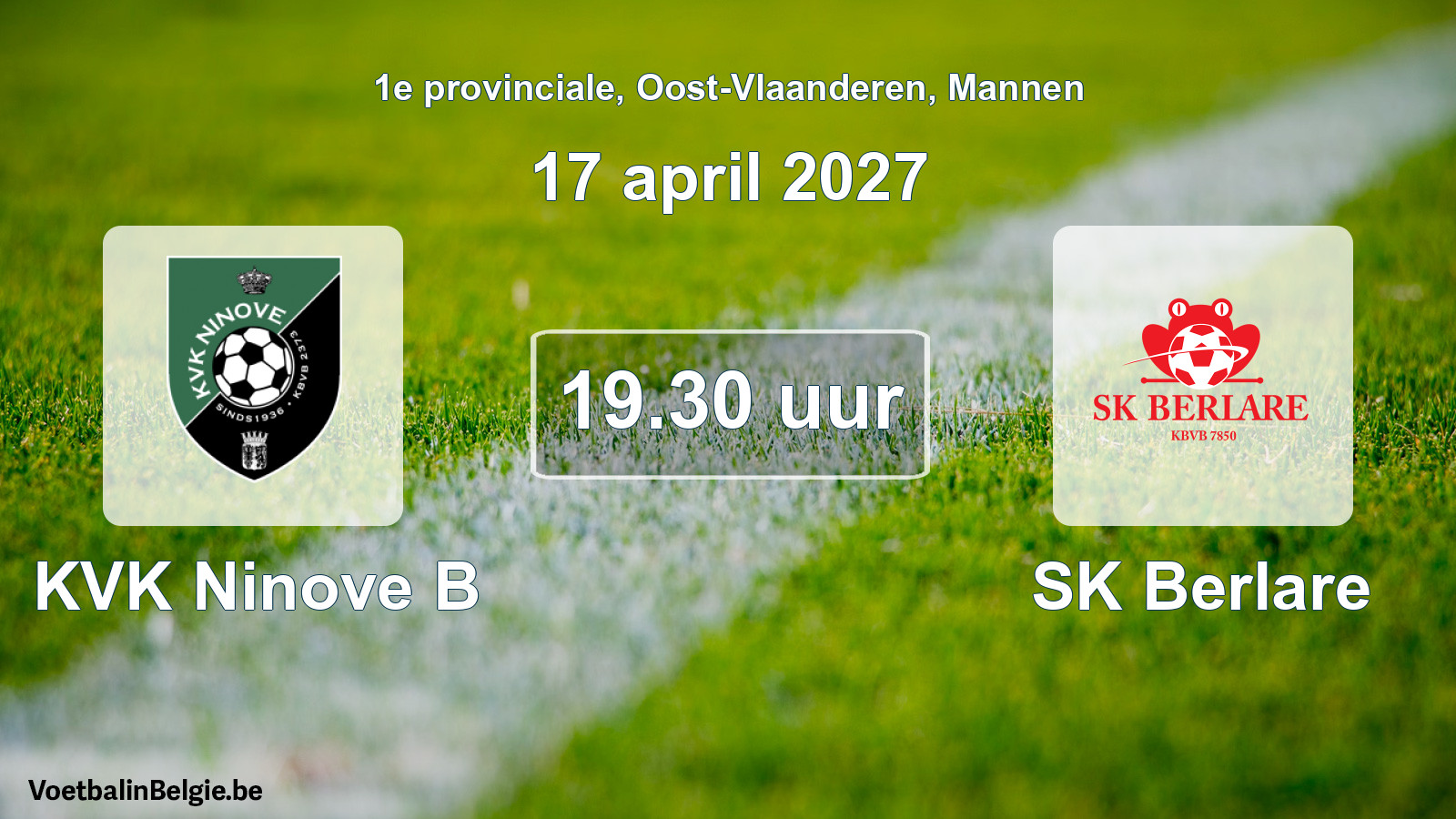Geplande wedstrijd mannenvoetbal: KVK Ninove B - SK Berlare (17 april 2027)