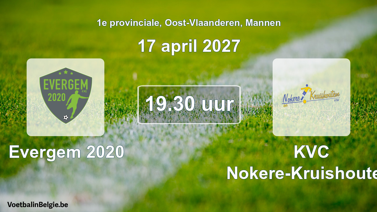 Geplande wedstrijd mannenvoetbal: Evergem 2020 - KVC Nokere-Kruishoutem (17 april 2027)