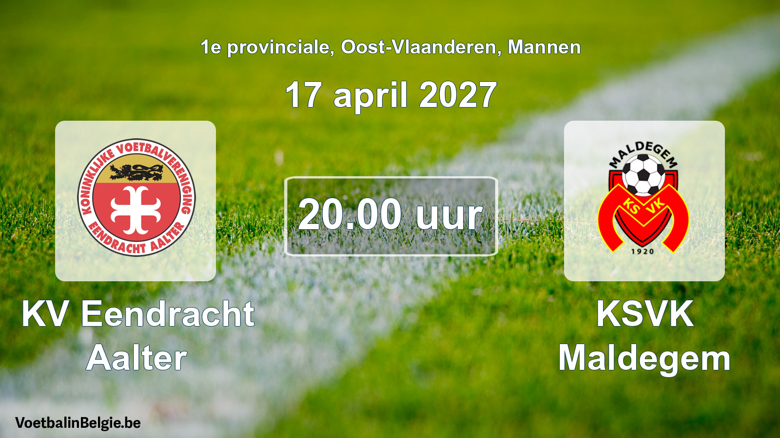 Geplande wedstrijd mannenvoetbal: KV Eendracht Aalter - KSVK Maldegem (17 april 2027)