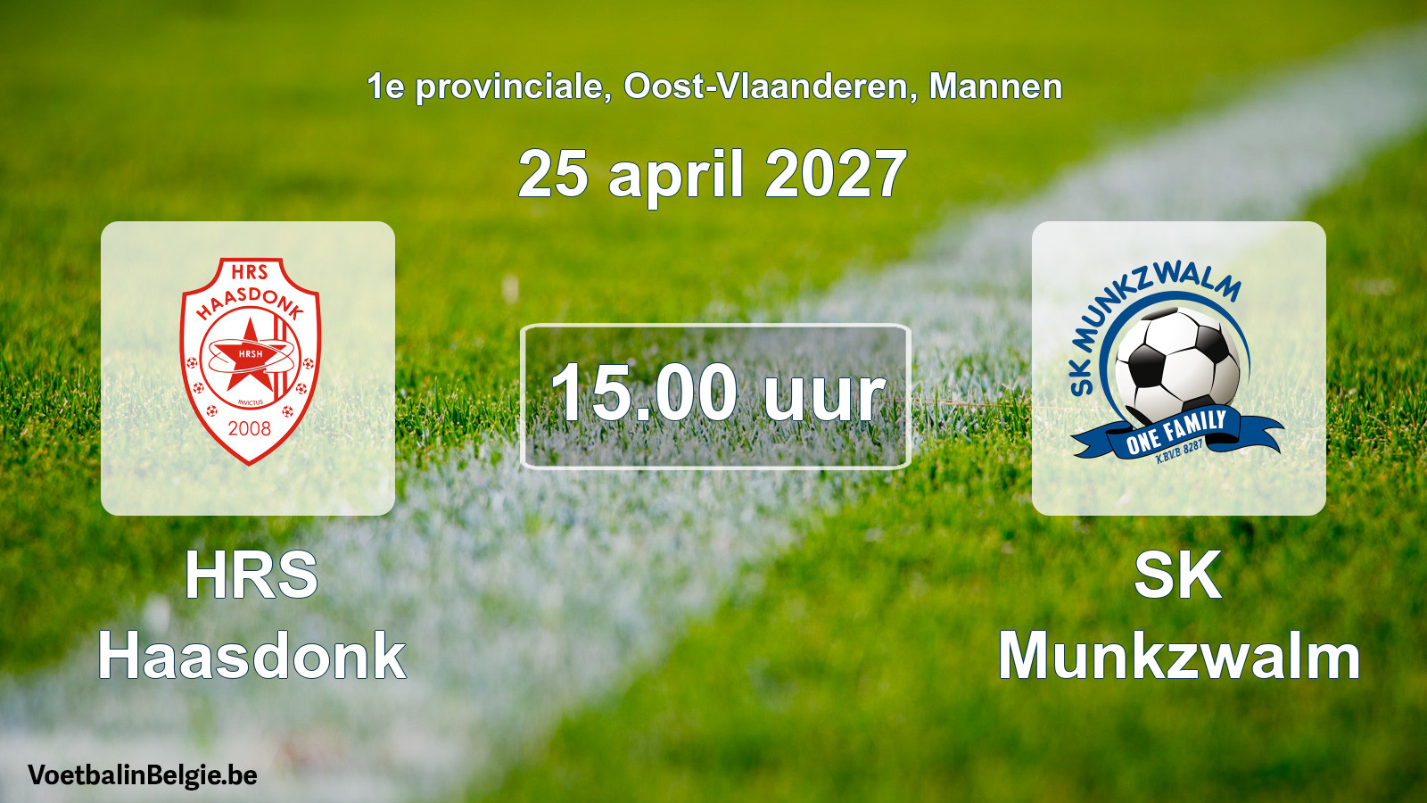 Geplande wedstrijd mannenvoetbal: HRS Haasdonk - SK Munkzwalm (25 april 2027)