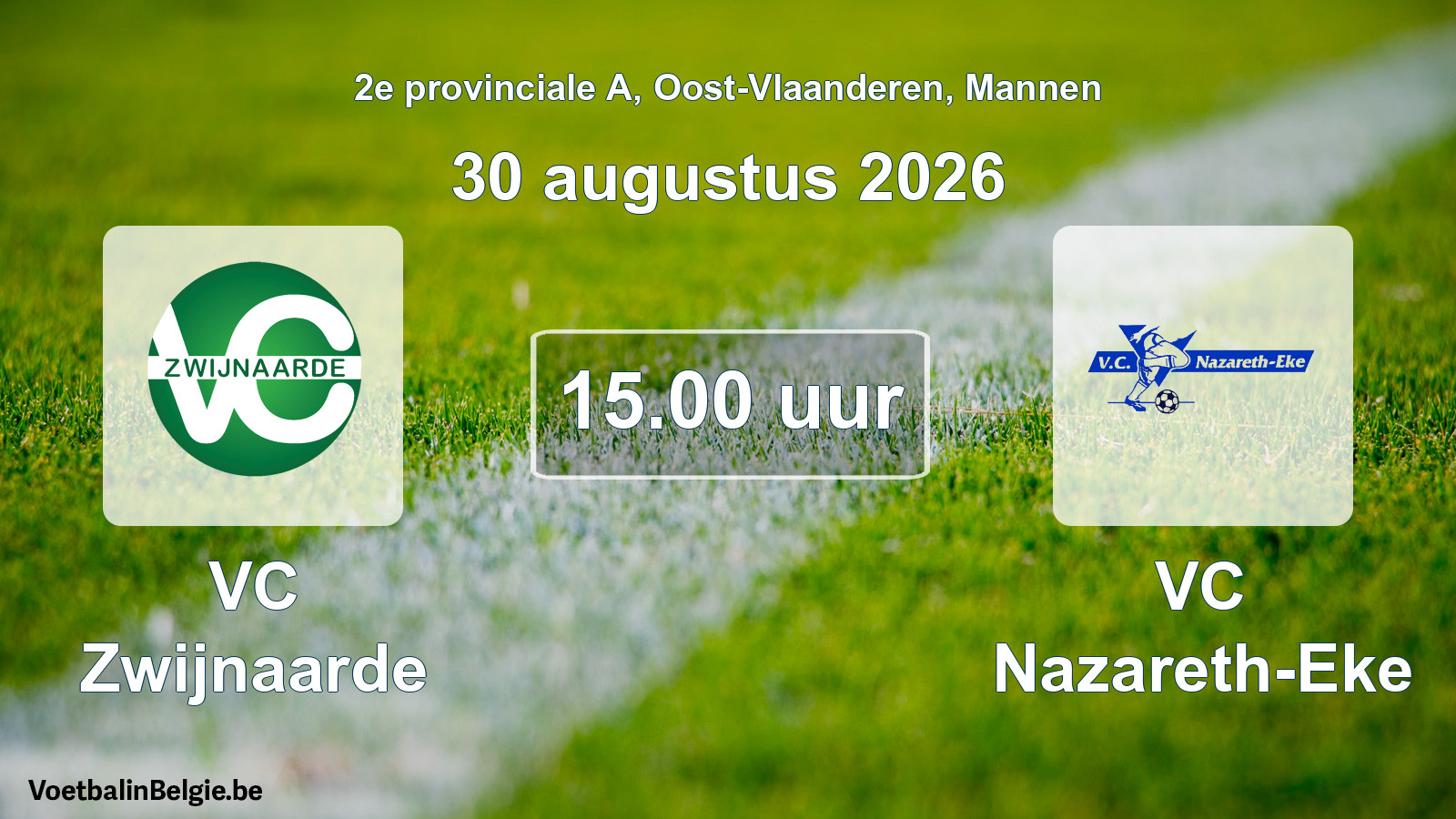 Geplande wedstrijd mannenvoetbal: VC Zwijnaarde - VC Nazareth-Eke (30 augustus 2026)