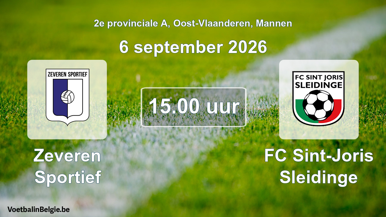 Geplande wedstrijd mannenvoetbal: Zeveren Sportief - FC Sint-Joris Sleidinge (6 september 2026)