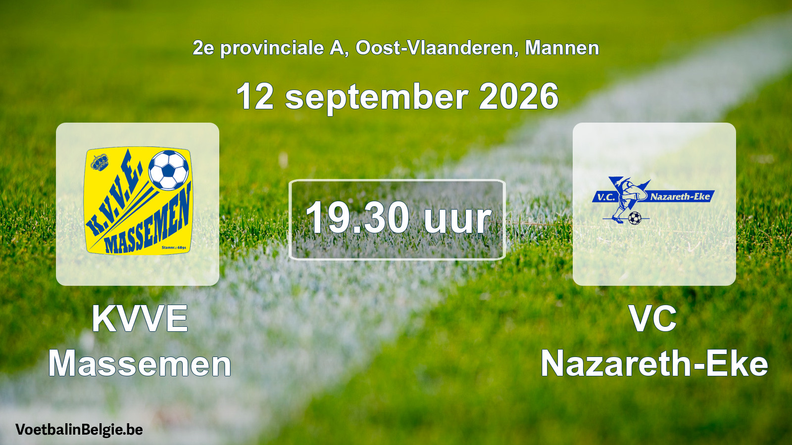 Geplande wedstrijd mannenvoetbal: KVVE Massemen - VC Nazareth-Eke (12 september 2026)