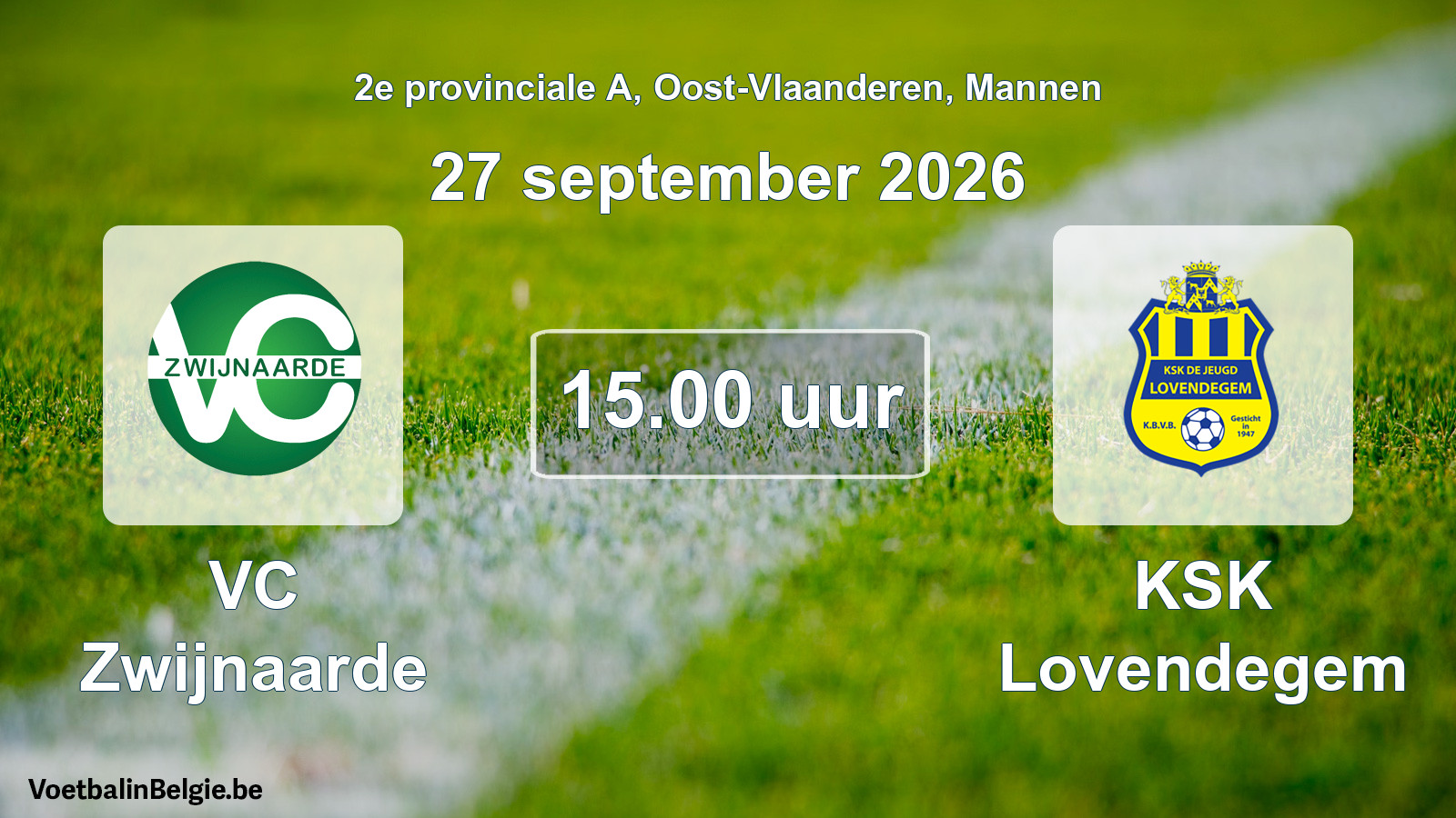Geplande wedstrijd mannenvoetbal: VC Zwijnaarde - KSK Lovendegem (27 september 2026)