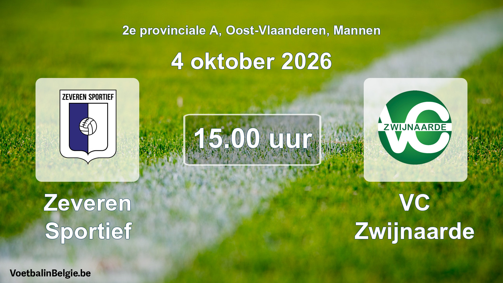 Geplande wedstrijd mannenvoetbal: Zeveren Sportief - VC Zwijnaarde (4 oktober 2026)