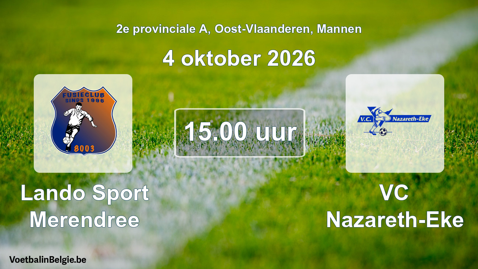 Geplande wedstrijd mannenvoetbal: Lando Sport Merendree - VC Nazareth-Eke (4 oktober 2026)