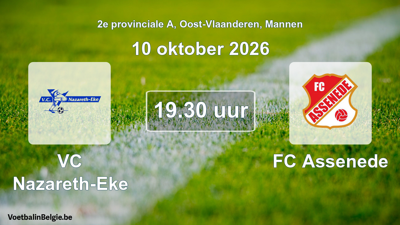 Geplande wedstrijd mannenvoetbal: VC Nazareth-Eke - FC Assenede (10 oktober 2026)