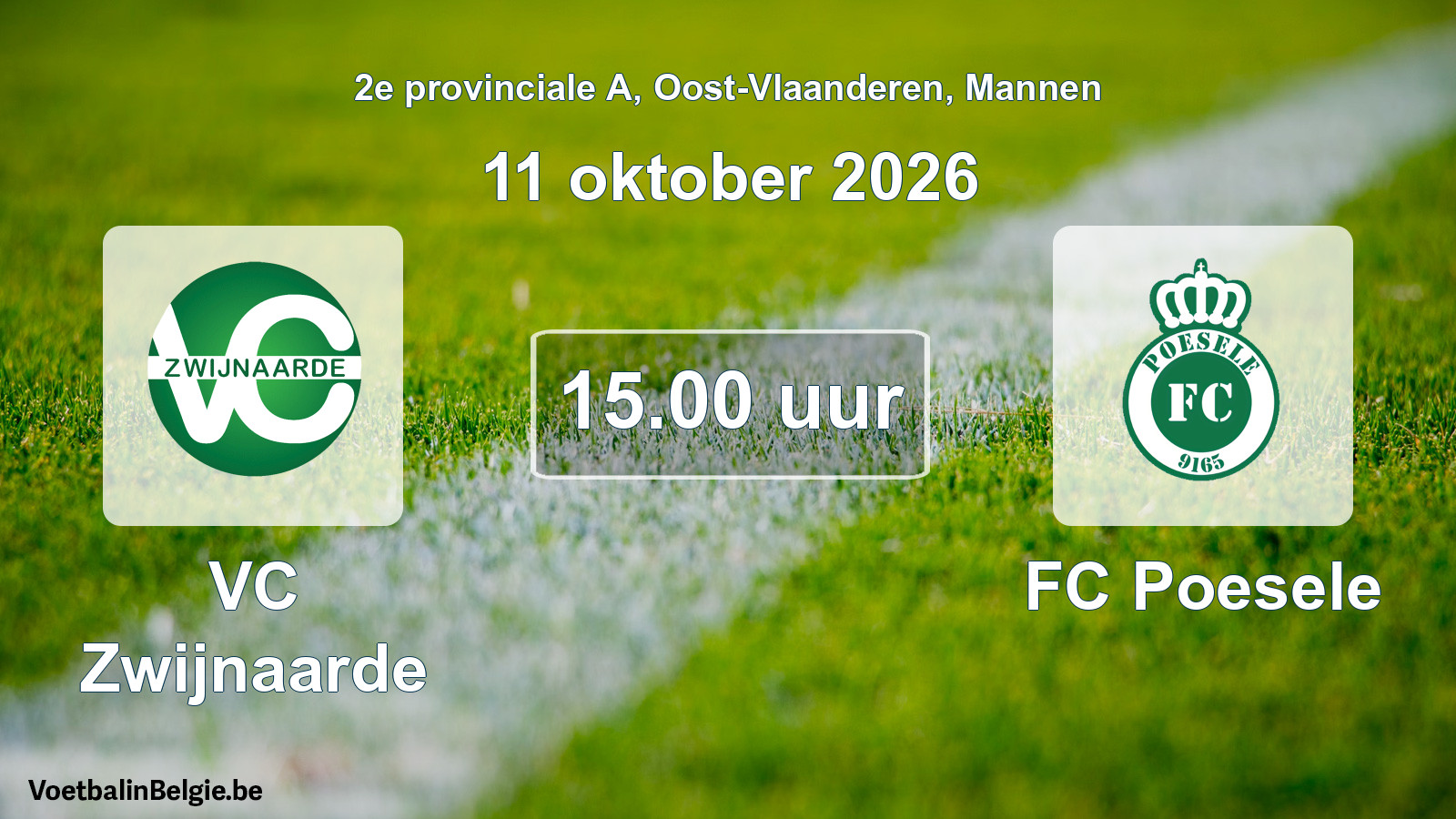 Geplande wedstrijd mannenvoetbal: VC Zwijnaarde - FC Poesele (11 oktober 2026)