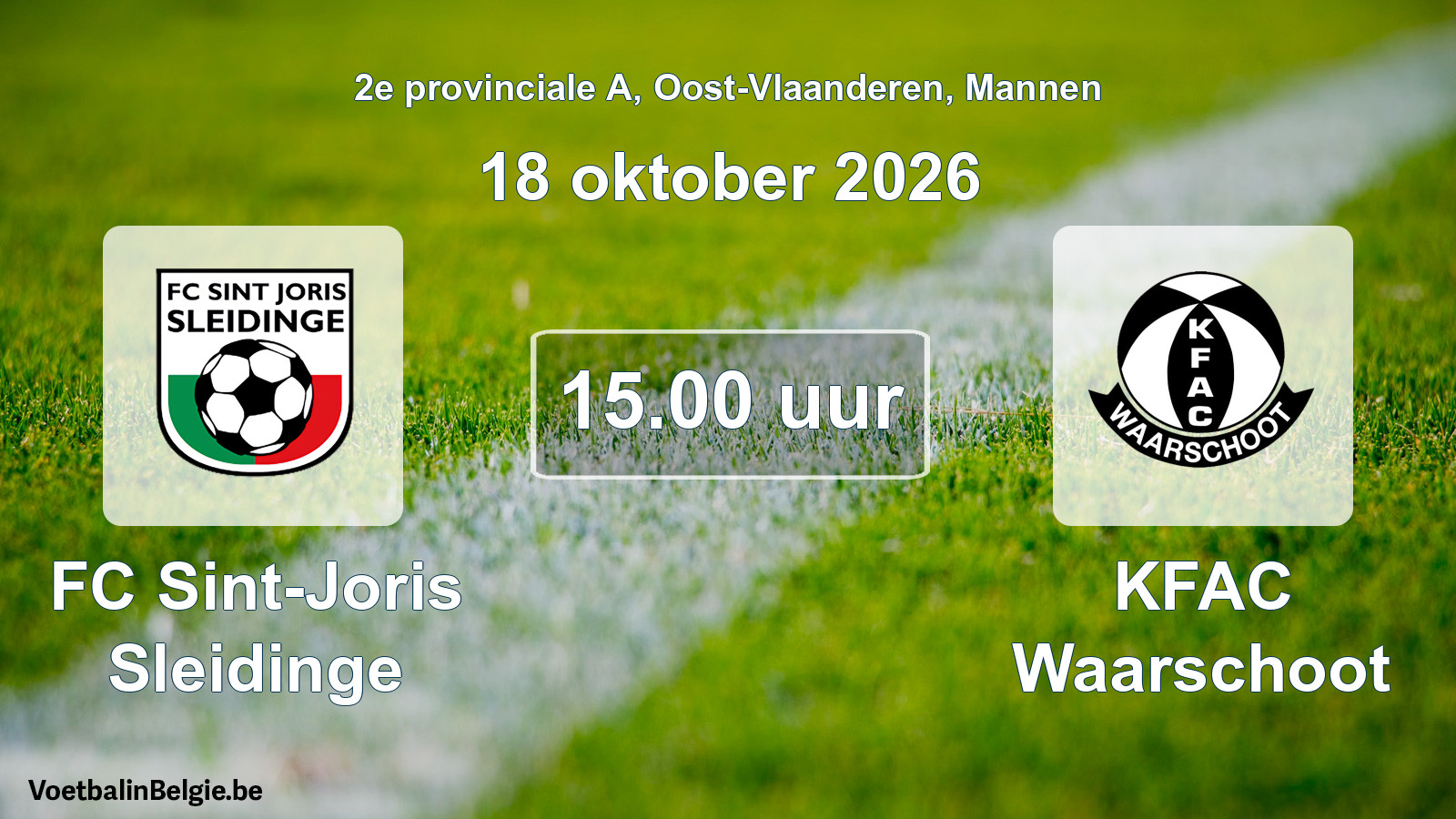 Geplande wedstrijd mannenvoetbal: FC Sint-Joris Sleidinge - KFAC Waarschoot (18 oktober 2026)