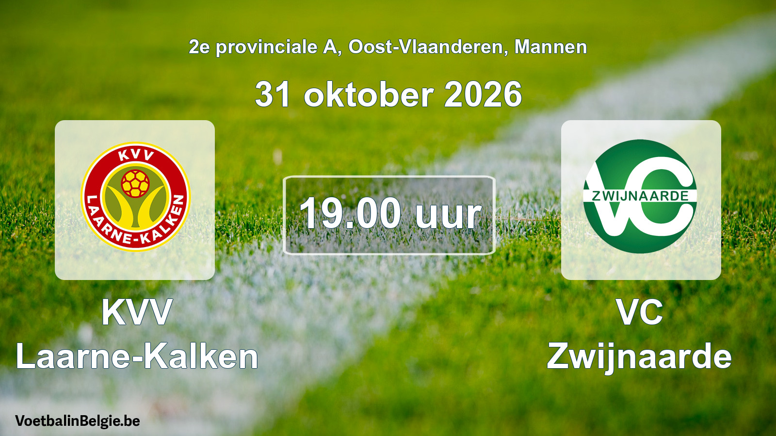 Geplande wedstrijd mannenvoetbal: KVV Laarne-Kalken - VC Zwijnaarde (31 oktober 2026)