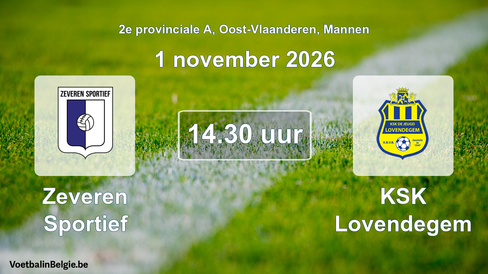 Geplande wedstrijd mannenvoetbal: Zeveren Sportief - KSK Lovendegem (1 november 2026)