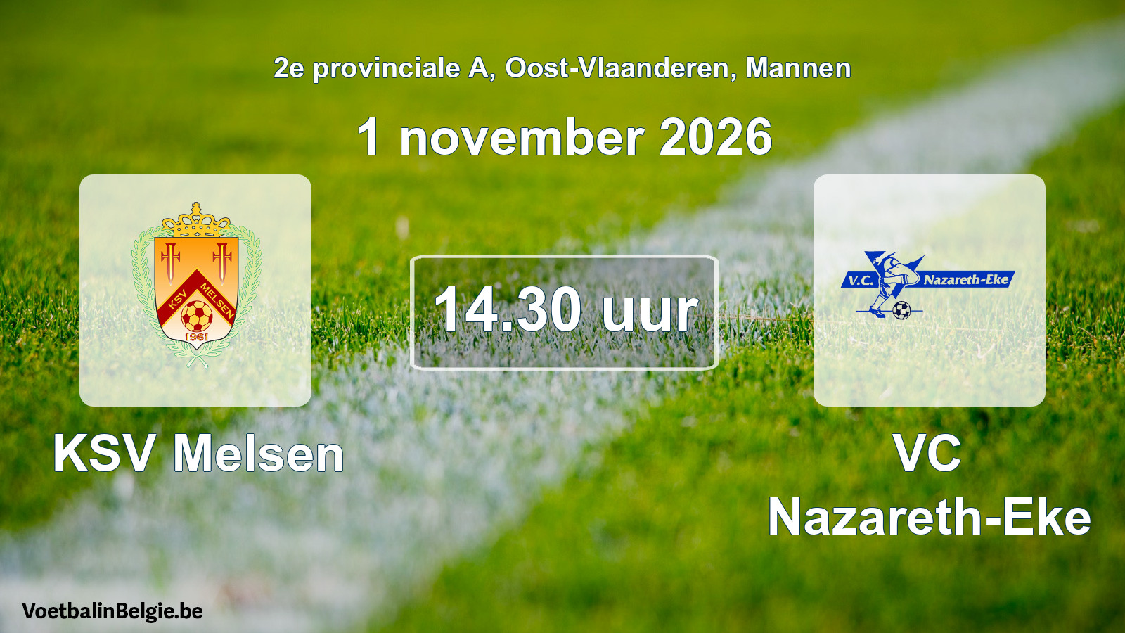 Geplande wedstrijd mannenvoetbal: KSV Melsen - VC Nazareth-Eke (1 november 2026)