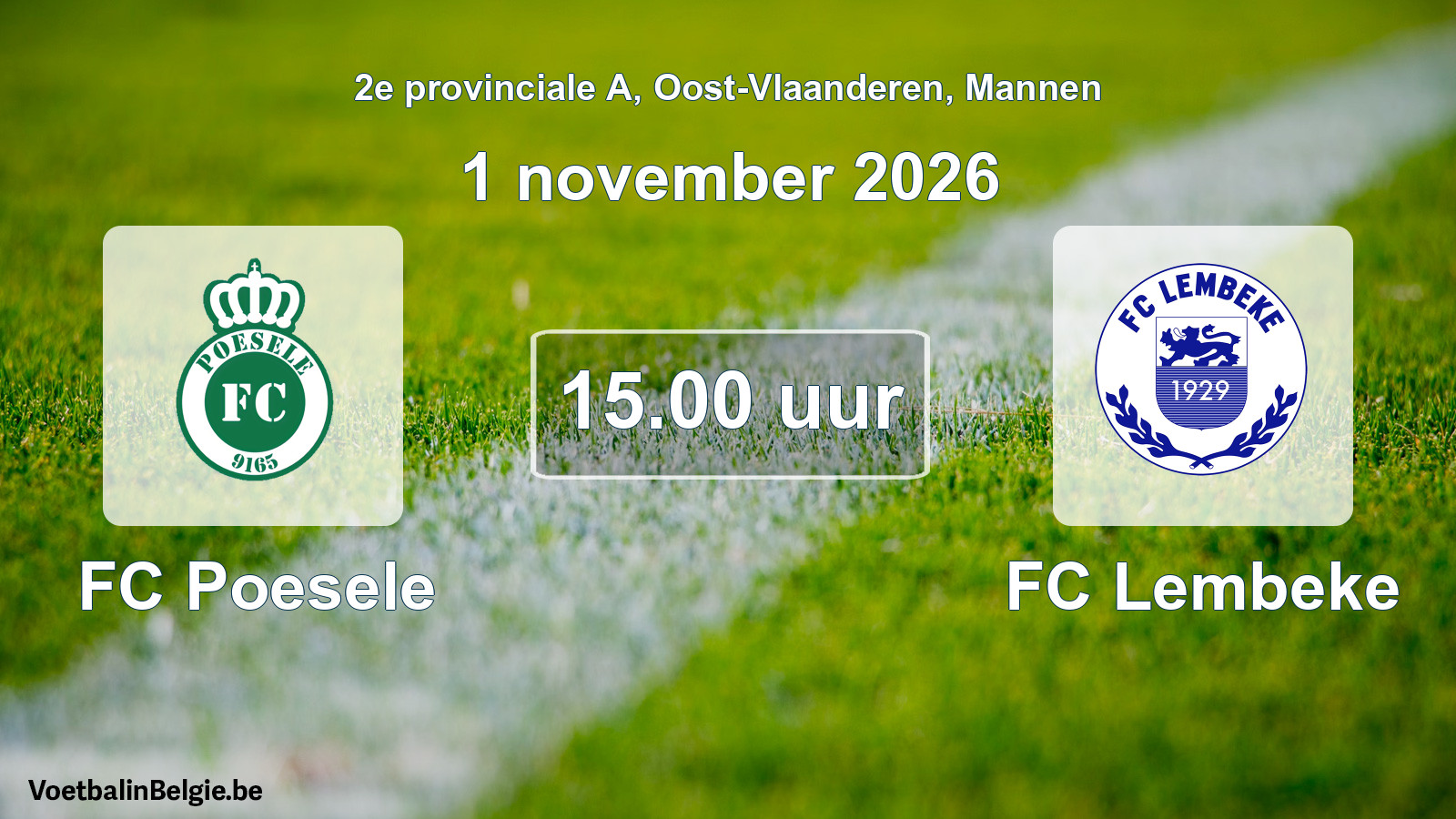Geplande wedstrijd mannenvoetbal: FC Poesele - FC Lembeke (1 november 2026)