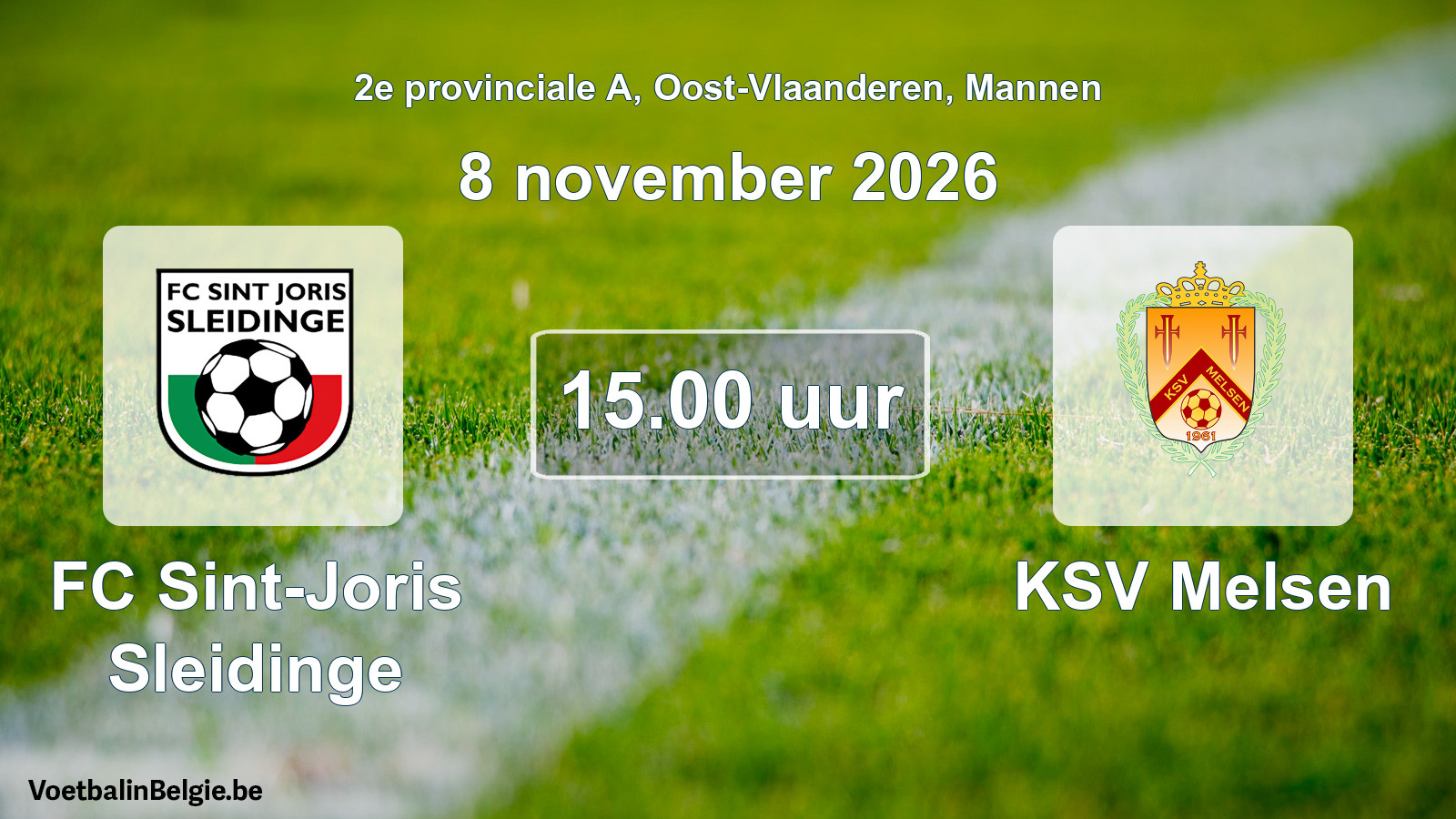 Geplande wedstrijd mannenvoetbal: FC Sint-Joris Sleidinge - KSV Melsen (8 november 2026)