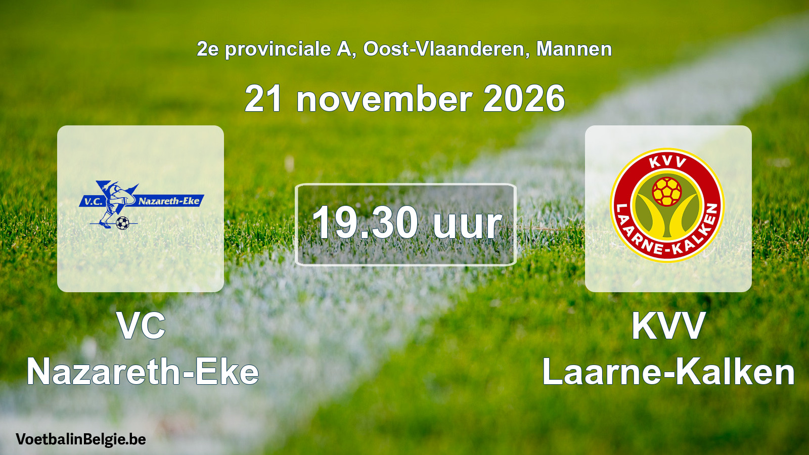 Geplande wedstrijd mannenvoetbal: VC Nazareth-Eke - KVV Laarne-Kalken (21 november 2026)