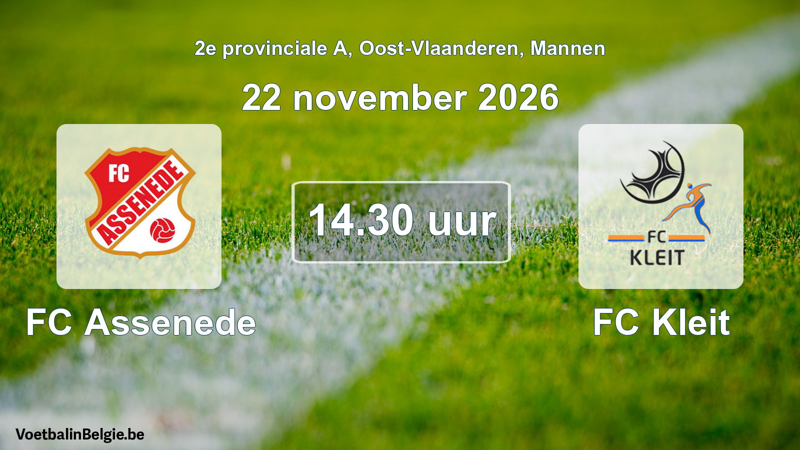 Geplande wedstrijd mannenvoetbal: FC Assenede - FC Kleit (22 november 2026)