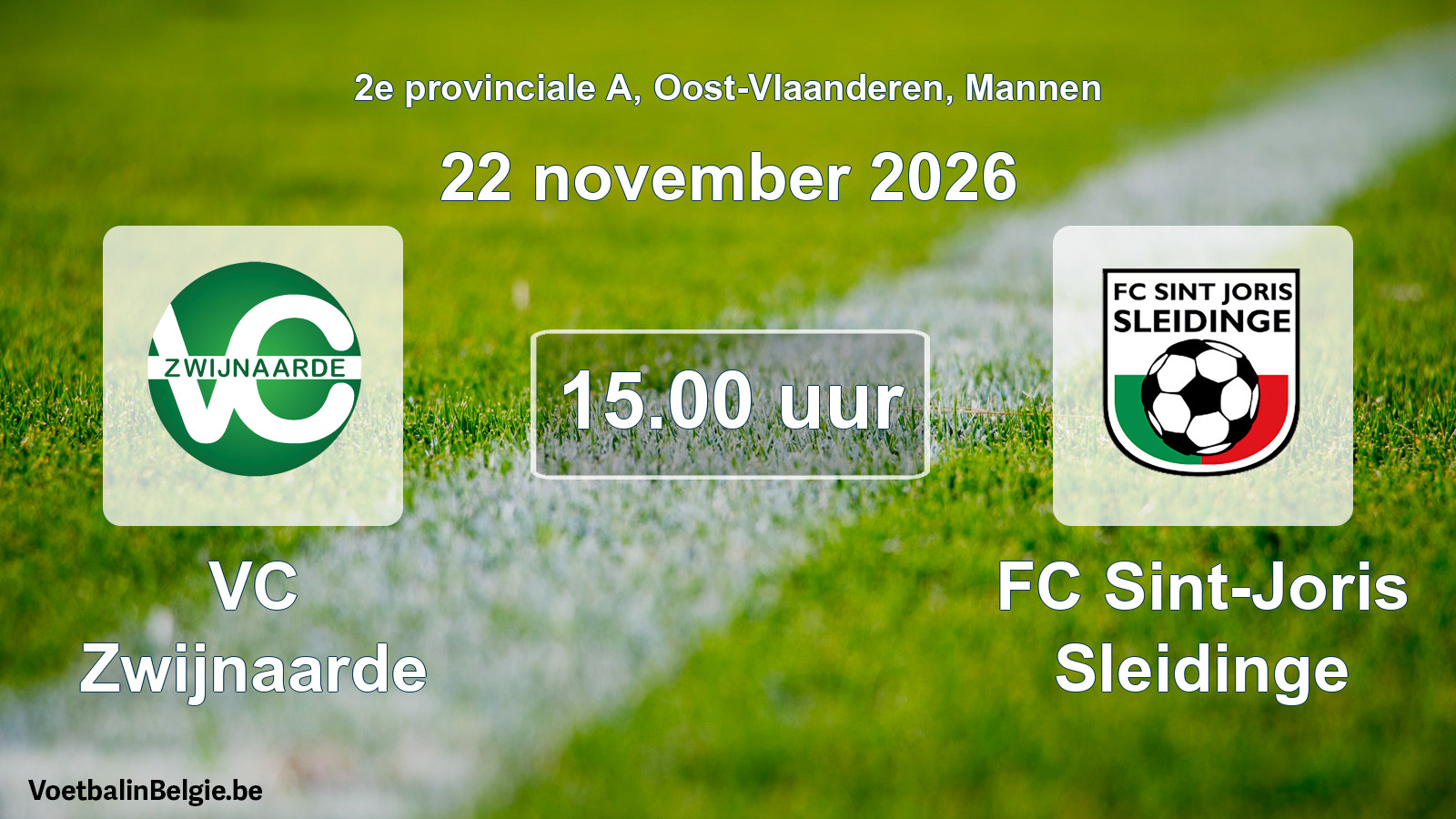 Geplande wedstrijd mannenvoetbal: VC Zwijnaarde - FC Sint-Joris Sleidinge (22 november 2026)