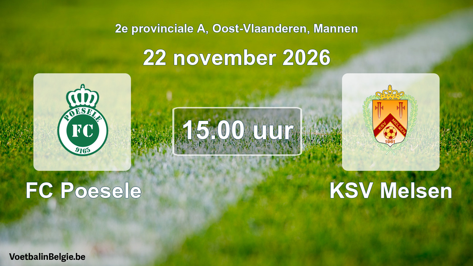 Geplande wedstrijd mannenvoetbal: FC Poesele - KSV Melsen (22 november 2026)