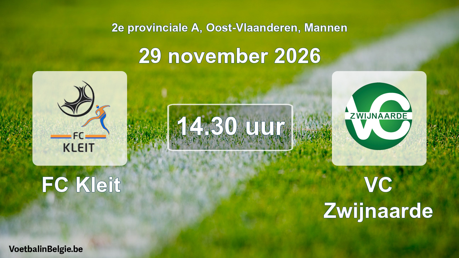 Geplande wedstrijd mannenvoetbal: FC Kleit - VC Zwijnaarde (29 november 2026)