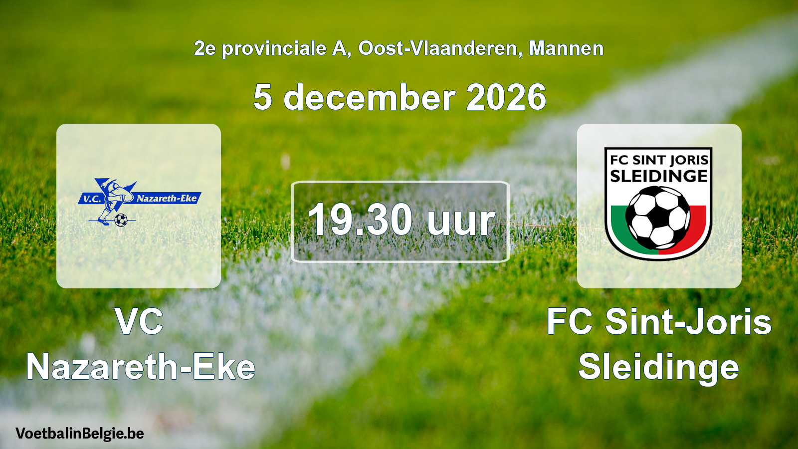 Geplande wedstrijd mannenvoetbal: VC Nazareth-Eke - FC Sint-Joris Sleidinge (5 december 2026)
