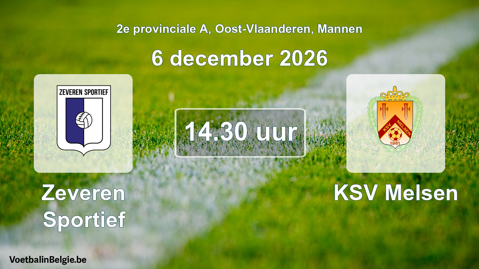 Geplande wedstrijd mannenvoetbal: Zeveren Sportief - KSV Melsen (6 december 2026)
