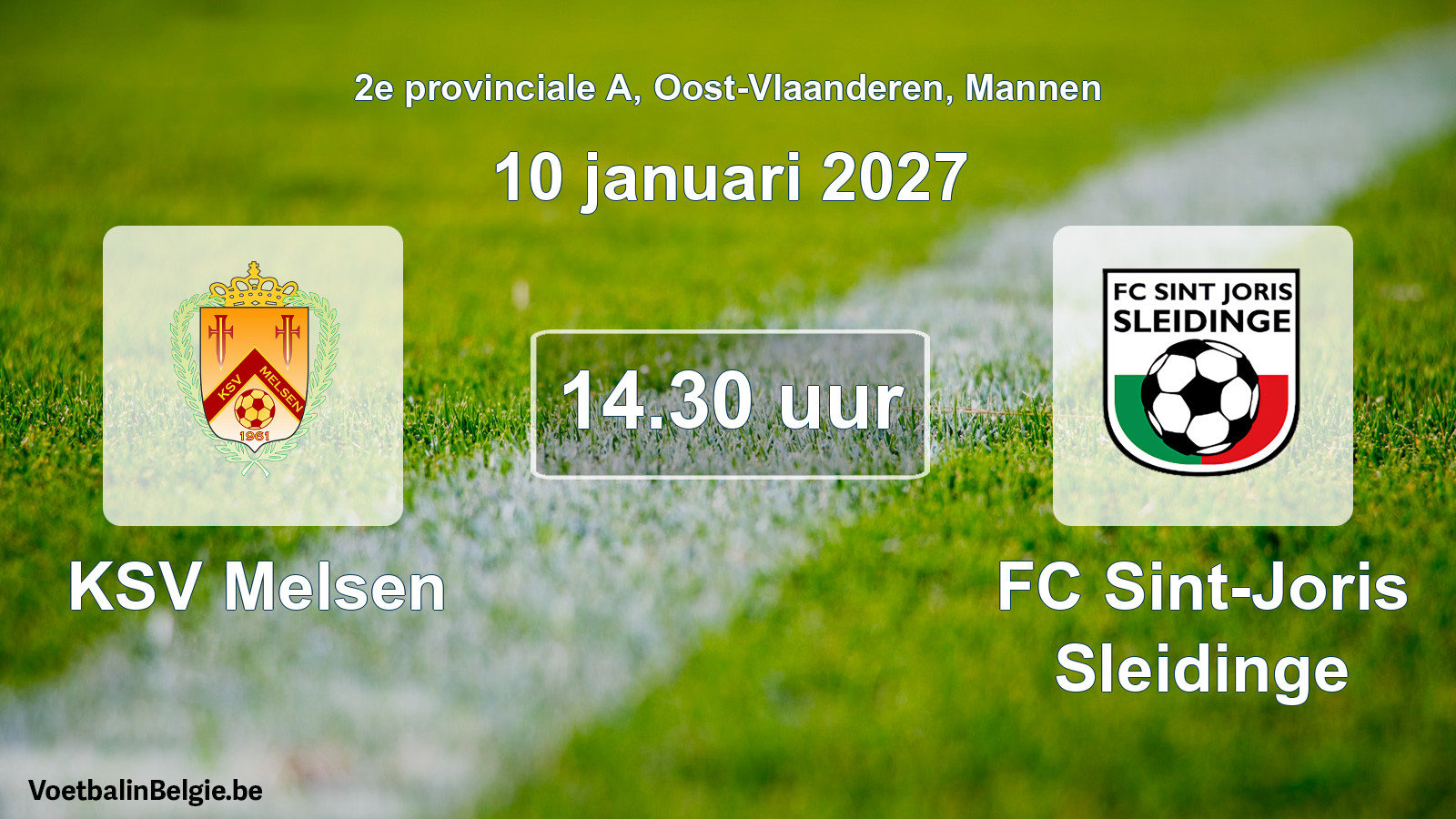 Geplande wedstrijd mannenvoetbal: KSV Melsen - FC Sint-Joris Sleidinge (10 januari 2027)