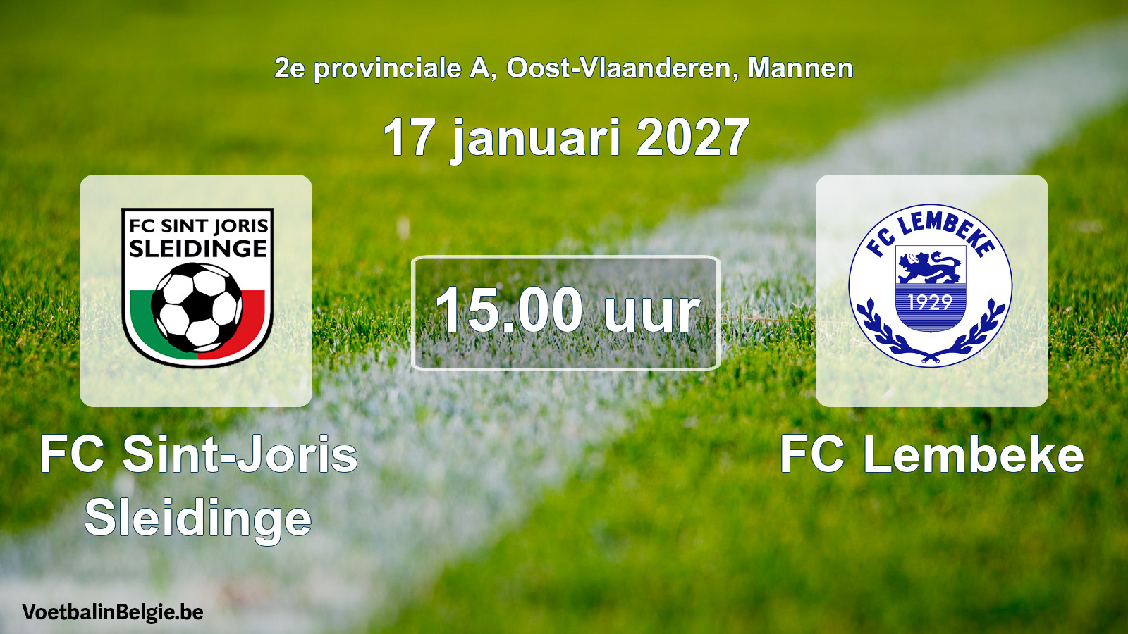 Geplande wedstrijd mannenvoetbal: FC Sint-Joris Sleidinge - FC Lembeke (17 januari 2027)