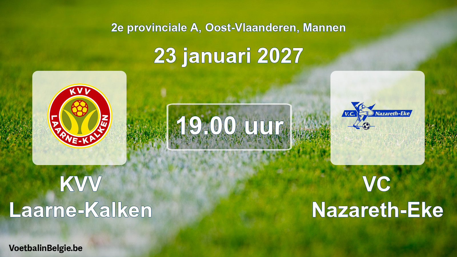 Geplande wedstrijd mannenvoetbal: KVV Laarne-Kalken - VC Nazareth-Eke (23 januari 2027)