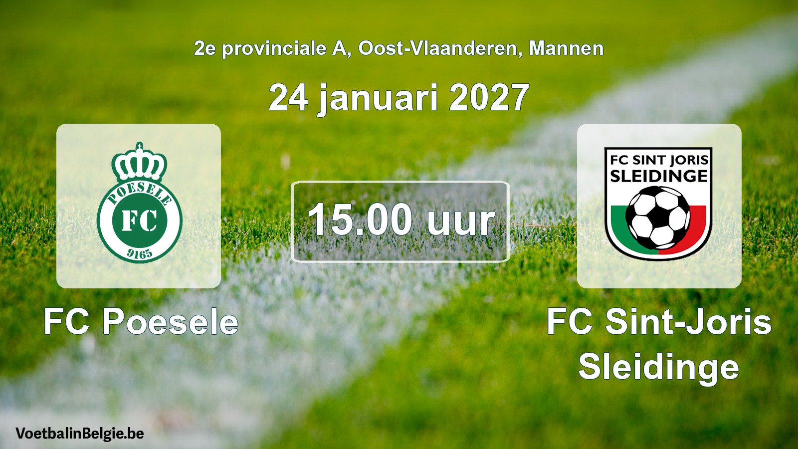 Geplande wedstrijd mannenvoetbal: FC Poesele - FC Sint-Joris Sleidinge (24 januari 2027)