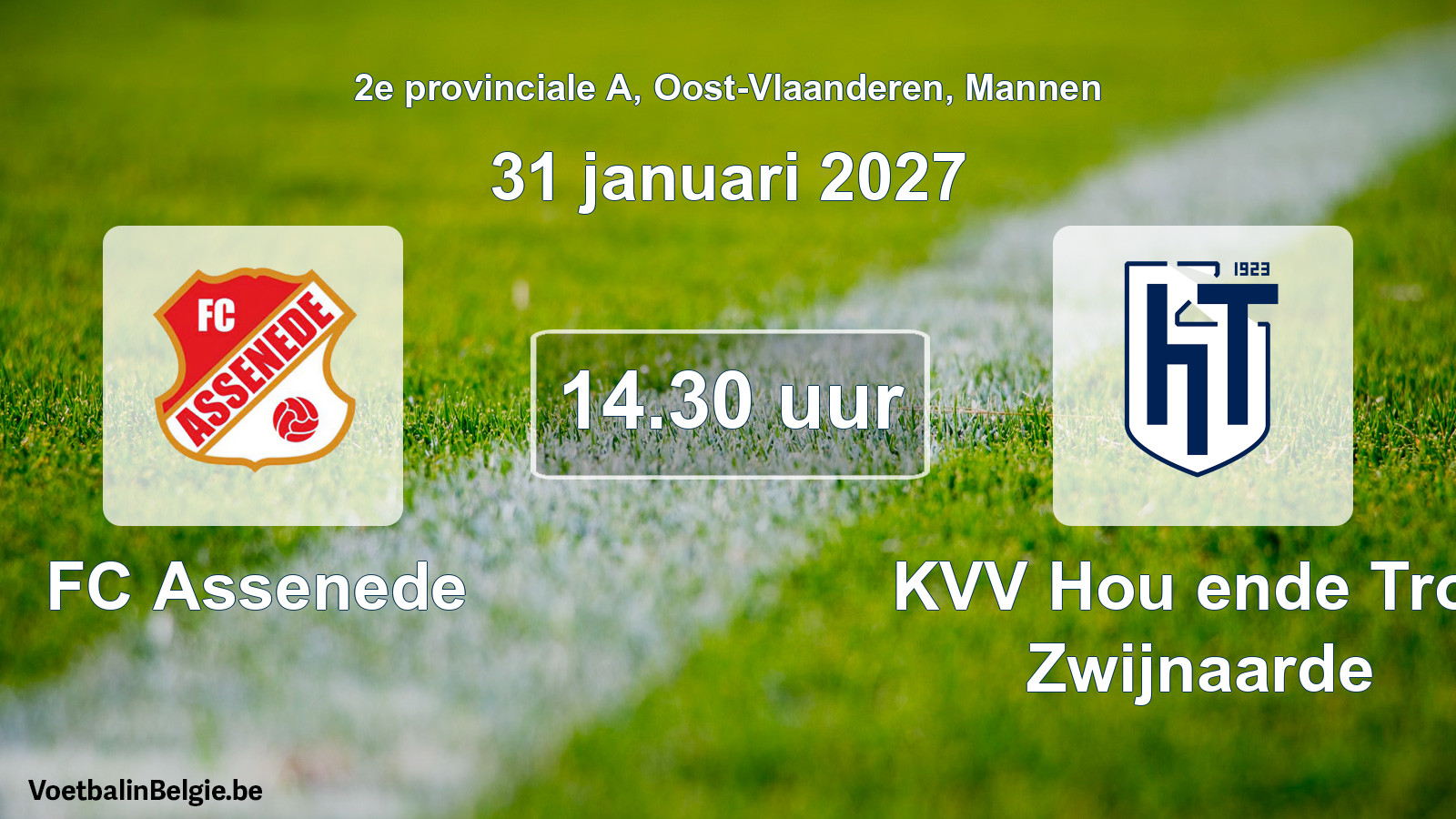 Geplande wedstrijd mannenvoetbal: FC Assenede - KVV Hou ende Trou Zwijnaarde (31 januari 2027)