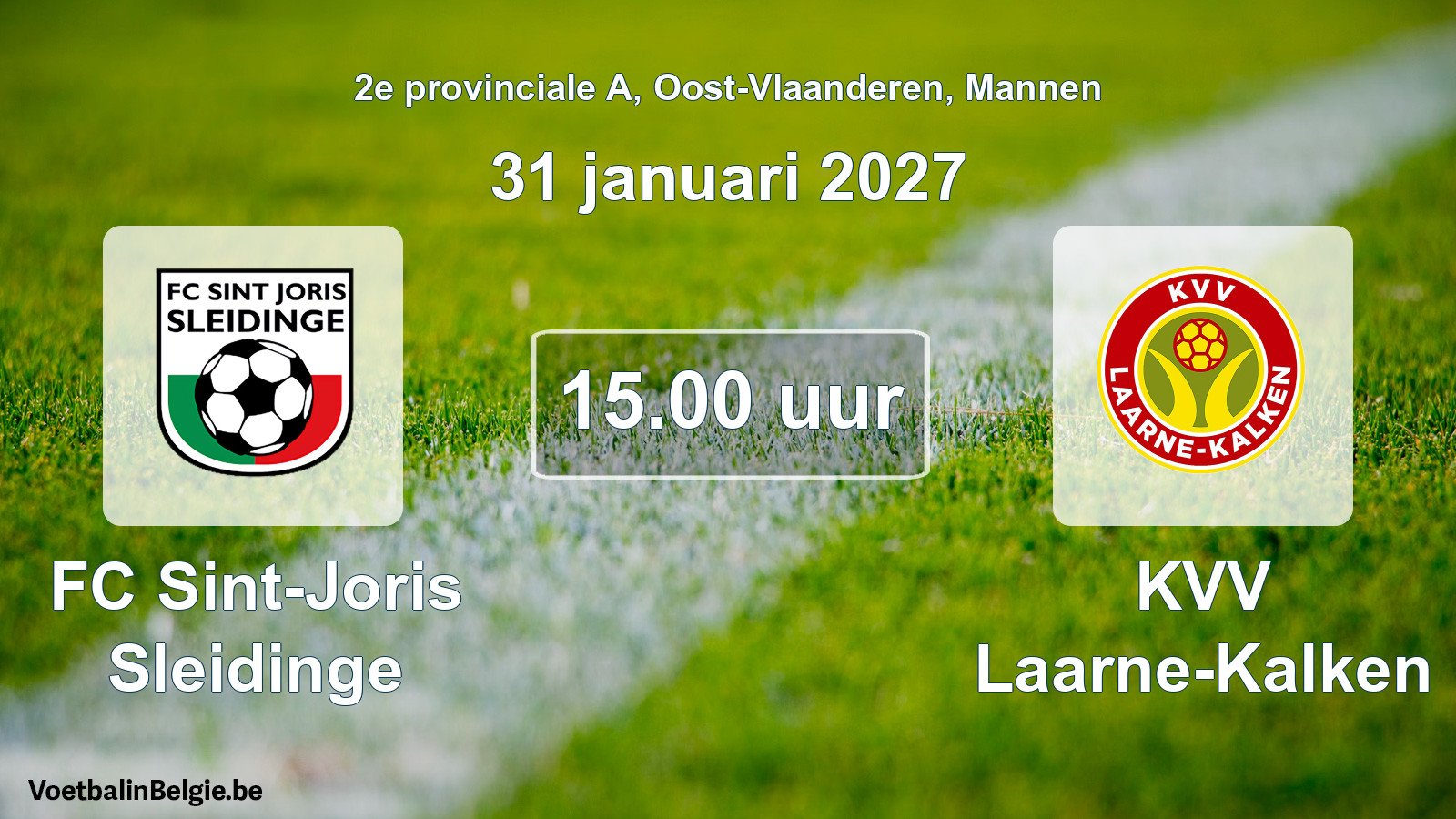 Geplande wedstrijd mannenvoetbal: FC Sint-Joris Sleidinge - KVV Laarne-Kalken (31 januari 2027)
