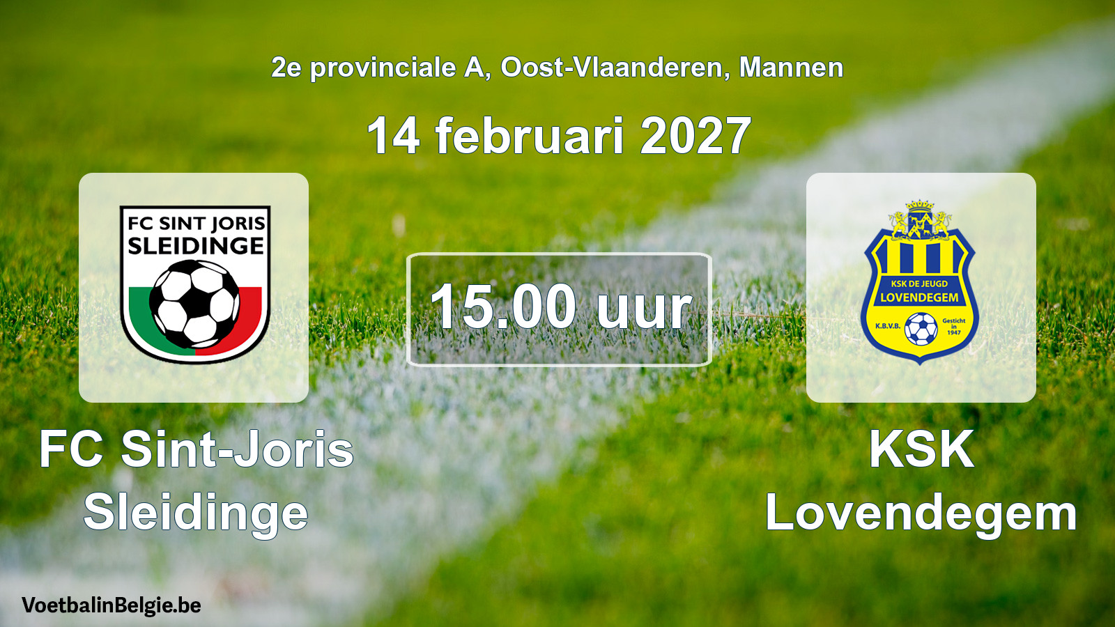 Geplande wedstrijd mannenvoetbal: FC Sint-Joris Sleidinge - KSK Lovendegem (14 februari 2027)